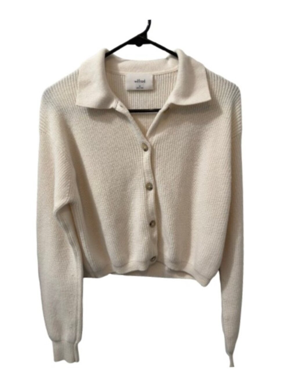 Wilfred Nextdoor long sleeve button up cardigan cream women's size M - Picture 4 of 6